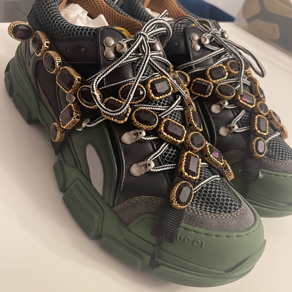 Gucci Multicolor X Sega Technical Calfskin Removable Crystals Flashtrek Sneakers